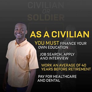 Civilian to Military. Why put yourself in debt before you even start your career? Make the smart choice. Text APEN to 462769 now to start. #JoinUs #ArmyHiringDays21 #PeopleFirst | Army Recruiting Indianapolis | Facebook