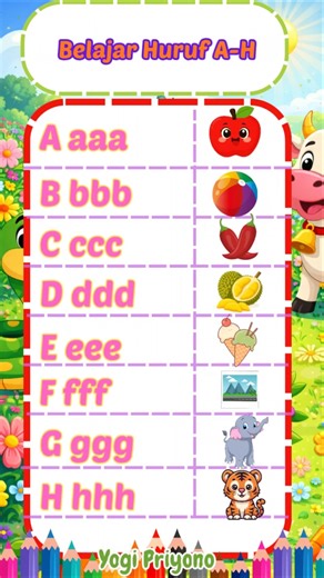 Belajar Mengenal Huruf ABC dengan Animasi Buah-buahan Lucu #shorts #animasi #education #art