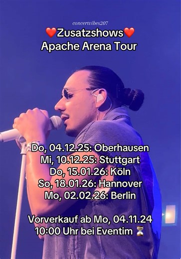 Apache Arena Tour: Neue Zusatzshows und Termine im Überblick