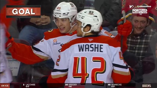 ANA@CGY: Sennecke scores goal against Dustin Wolf