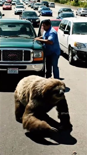 Sloth vs. Highway Traffic! (Heartstopping) 🦥🚗