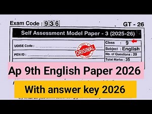 Ap 9th class English self assessment 3 question paper 2026 with answers|fa3 9th English paper 2026