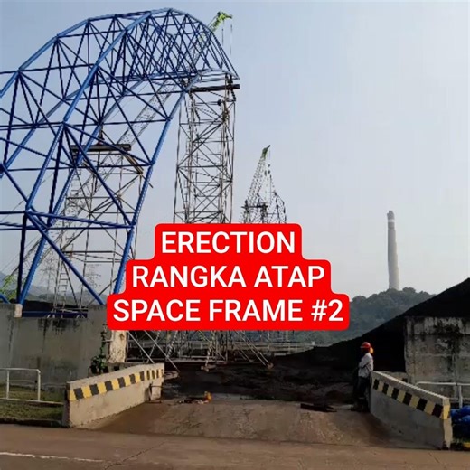 Erection Rangka Atap Space Frame #2. #konstruksi #atap #spaceframe #construction #fyp