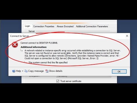 Easy way to Solve error: A network-related or instance-specific error occurred in SQL Server
