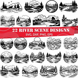 River Scene SVG Bundle, River Scene Dxf, River Landscape, River Scene Png,river Scene Vector,river Scene Wall Art,river Mountain Svg - Etsy