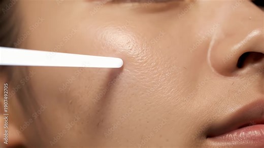 Close up Skincare Treatment on Face with Intense Pulsed Light Therapy for Skin Rejuvenation and Acne Reduction On