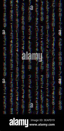 Abstract multicolored glitch numbers scrolling vertically dark RGB distortion effect. cyber data, encryption, hacking, programming, artificial intelligence, digital code flow, futuristic technology Stock Video Footage - Alamy