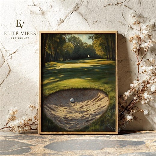 Golf Course Landscape Art Print – Sand Bunker Sporting Scene (digital Download) - Etsy