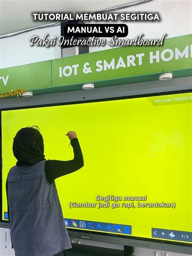 POV: Guru ngajarin segitiga beruntun 📐 Yang pertama gambar manual… agak melenceng ya temen temen😅 Yang kedua pakai AI, fitur di Interactive Smartboard, langsung rapi & presisi ✨ Ngajar jadi lebih sat set! Yuk upgrade kelas kamu sekarang! DM atau klik link di bio ya🚀 #InteractiveSmartboard #PembelajaranDigital #TeknologiPembelajaran