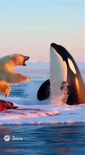 A Polar Bear Roars at an Orca... and Instantly Regrets It. #wildlife #wildliferescue
