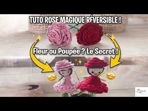 Reversible crocheted magic rose @AlextitiaTutoCrochet