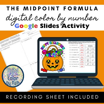 Digital Color by Number: Midpoint Formula Halloween
