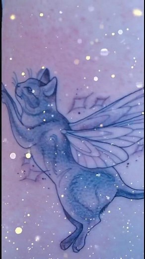 Magical Fairy Wing Cat Tattoo ✨ | Fantasy Ink for Cat Lovers 🐾🧚‍♀️