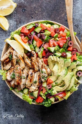 Grilled Lemon Herb Mediterranean Chicken Salad