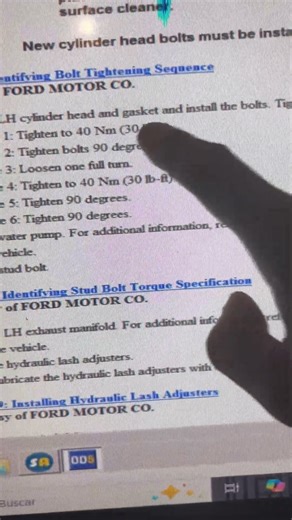 #1244 motor 3.0 ￼V/6 Ford Escape 2001 torque de los tornillos de la cabeza y cómo se aprietan.