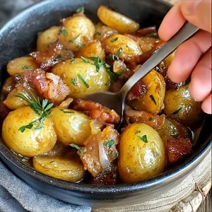 Ragoût de Pommes de Terre au Lard (dit “Bâtard”) Une recette paysanne, simple, généreuse et pleine de saveurs d’antan ⏱️ Infos Pratiques ⏳ Préparation : 15 min 🔥 Cuisson : 40 min 👨‍👩‍👧 Portions : 4 personnes 🥄 Niveau : Facile 💰 Coût : Très économique 🛒 Ingrédients : 1. 1 kg de pommes de terre à chair ferme 🥔 2. 2 tranches de lard fumé (en gros lardons) 🥓 3. 1 oignon émincé 🧅 4. 1/2 L de bouillon de volaille chaud 🍗 5. 1 cuillère à soupe bombée de farine 🌾 6. 1 branche de thym 🌿 7. P