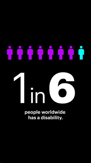 Accenture on Instagram: "Our inclusive culture and accessible workplace support persons with disabilities and enable all our people to innovate together.​ ​ We are committed to disability inclusion this #IDPWD—and every day. Click our link in bio to learn more. [Video description: ​​​Video begins with a purple silhouette of a person against a black background. The purple silhouette multiplies into 5 silhouettes standing next to a single blue one. The copy reads “1 in 6 people worldwide has a dis