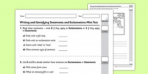 Statement or Exclamation Mini Test Activity