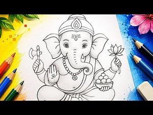 Easy Lord Ganesha Drawing Step by Step | Beautiful Ganpati Bappa Pencil Sketch #artshorts