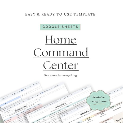 Home Command Center Spreadsheet | Family Organization Dashboard (digital Download) - Etsy