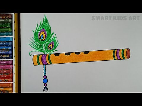 How To Draw Flute Of Krishna | Janmashtami Drawing | Bansuri Drawing | Draw Smart