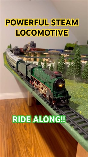 Custom green express model steam train #modeltrains #trainlayout #steamengine #railway #shorts #fyp