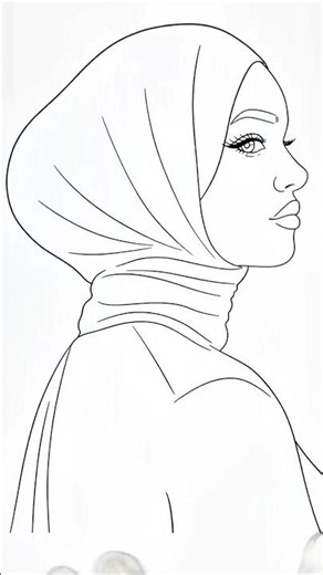 How to Draw a Beautiful Girl in Hijab | Easy Line Art Tutorial #drawingreferences #instadraw #usa
