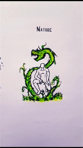 How to draw body with [Fire, Water, Nature] #shorts #stickman #art #drawing #tutorial #howtodraw