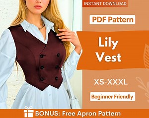 Vest Pattern, Waistcoat Sewing Pattern, Sewing Patterns for Women, Vest Sewing Pattern, Top Sewing Pattern for Women, Women Vest Pattern - Etsy