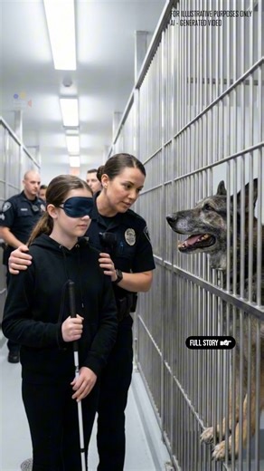 BLIND GIRL MEETS A RETIRED POLICE DOG EVERYONE FEARED — WHAT HAPPENED NEXT LEFT THE SHELTER SPEECHLESS The animal shelter was unusually loud that afternoon. Metal gates clanged, dogs barked nonstop, cats mewed from their cages, and volunteers hurried with leashes and clipboards. Yet beneath all that chaos, there was another sound—soft, deliberate, almost fragile. Tap… tap… tap… A white cane tapped the floor with careful precision, a chair scraped lightly, and the calm, curious voice of a young g