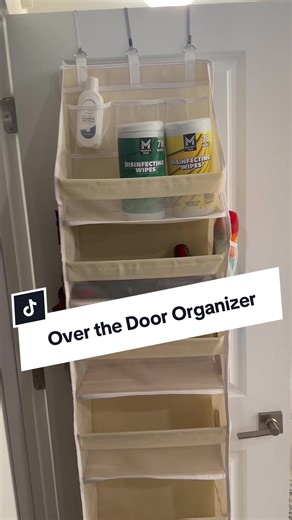 We love how much storage these add! Perfect for bathrooms, closets, or storage rooms to give a spot for some of the smaller things that don’t have a spot. #organizedhome #overthedoororganizer #heavyduty #storage #storagehacks