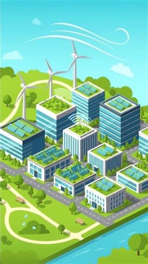 Isometric Eco City — Solar & Wind Animation Loop 🌿⚡"