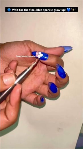 ⭐ “Blue Nail Art Tutorial 💙✨ | Sparkle French Tips & 3D Flower Design #Shorts #NailArt”
