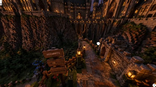 This panoramic prompt with GPT Image 2 is riddikulus.prompt: beautiful 360 equirectangular image of Hogwarts replica in Minecraft