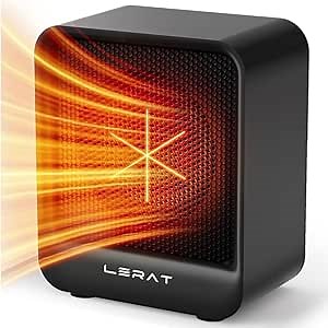 Electric Space Heater, Small Heater for Indoor Use, 500 Watts High Output & 2 Speeds, Mini Personal Heater for Office Desk Camping (Black)