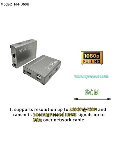 M-HD60U 60meters HDMI Extender over RJ45 with KVM