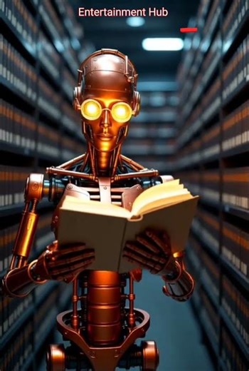 "Futuristic Copper Librarian Organizes Holographic Scrolls in Zero-Gravity Archive | Sci-Fi #shorts