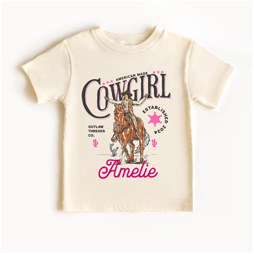 Personalized Pink Cowgirl Toddler Shirt, Cowgirl Shirt, Custom Name Western Horse Tee, Cowgirl Birthday Shirt, Girls Rodeo Birthday Shirt - Etsy