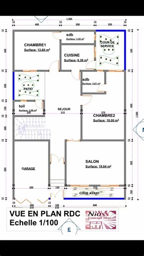 Plan d'architecture fonctionnel pour maison moderne