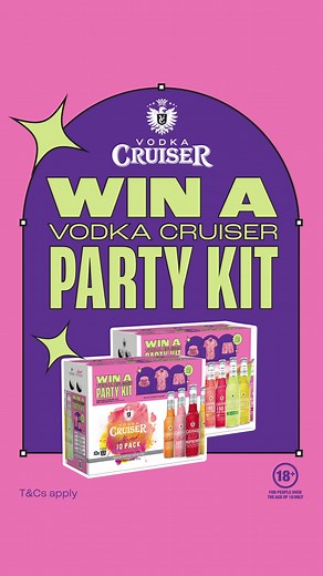 🚨 JUST DROPPED: Win a Vodka Cruiser Party Kit! Look at these incredible Party Kits we Custom-made in collaboration with Vodka Cruiser. Yes - you can look this good too! HOW TO WIN: It's as simple as sipping on your favourite Vodka Cruiser. Just keep an eye out for the specially marked 10-pack of Vodka Cruisers, exclusively available at your local BWS or Dan Murphys. Then, take the party online by entering for your chance to win! This kit is a real winner, and it's waiting for someone like you t