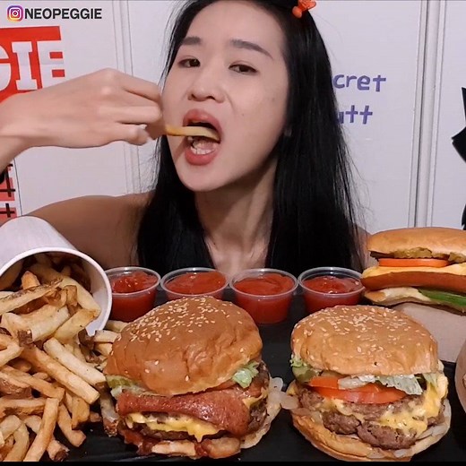 297K views · 374 shares | Eating FIVE GUYS secret menu items! The Artery Annihilator burger, Chicago style hot dog and extra well-done fries! Have you tried FIVE GUYS secret menu? #mukbang #fiveguys | Peggie Neo | Facebook