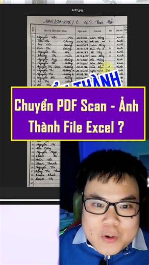 nếu bạn có file pdf scan hoặc file hình ảnh muốn chuyển vào excel để có thể làm việc thì bạn có thể tham khảo cách ứng dụng AI chuyển đổi file pdf scan thành file excel nhanh chóng #minhlakhoa #khoatinhoc #tinhocvanphong #HocAI #hocexcel #exceltips | Mình Là Khoa