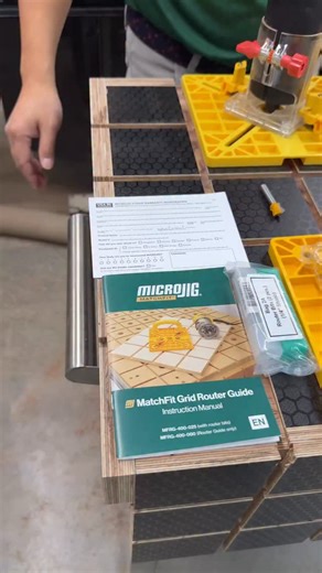Unboxing the MatchFit Grid Router Guide 📦🟩 Everything you need to start building perfect dovetail clamping grids — no measuring, no marking, just fast, repeatable results. From benches to jigs to full sheets, this guide makes it easy to clamp anywhere. Unbox it. Build it. Clamp anywhere. https://www.microjig.com/products/grid-guide-kit?sca_ref=7546546.S3tELOxVqX | Microjig