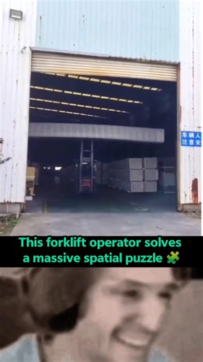 Forklift Genius Solves an Impossible Space Problem 🤯 #shorts