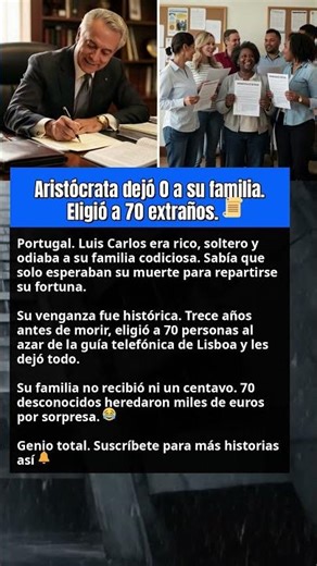 Aristócrata dejó 0 a su familia. Eligió a 70 extraños. 📜