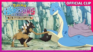 1.1M views · 30K reactions | That's an odd way to say hello?  When Liko, Roy, Dot, Friede and Perrin find Kleavor of the Six Heroes, Lapras emerges from its Ancient Poké Ball, and the two Pokémon greet each other... with a Pokémon battle! | Pokémon | Facebook