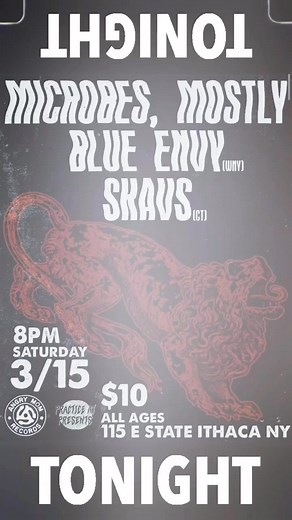 2️⃣Nite Practice At presents: Microbes, Mostly / Blue Envy / Skavs starts at 8p • $10 Both shows are all age shows. | Angry Mom Records