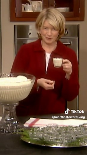 Martha makes this eggnog recipe every year ahead of her annual holiday party. Her recipe is rich with cream and potent, since it’s laced with three types of liquor. Get the recipe at the link in our bio. #marthastewart #eggnog #holiday #christmas