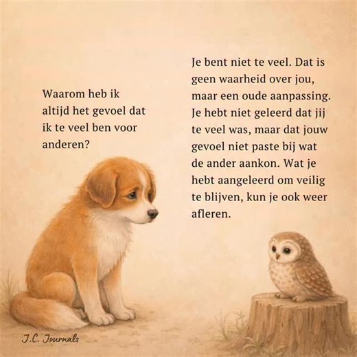 Het gevoel dat je te veel bent, komt vaak niet door woorden, maar door hoe iets voelt. In hoe een gesprek ineens anders voelt. In hoe je jezelf automatisch inhoudt. In hoe je net wat minder zegt dan je eigenlijk zou willen. Dat ontstaat meestal niet zomaar. Dit gevoel dat je te veel bent voor anderen sluipt er vaak langzaam in. Het komt vaak op plekken waar verbinding belangrijk voor je is. Waar je erbij wilt horen en waar je voelt dat er spanning kan ontstaan als jij echt jezelf bent. Het ontst