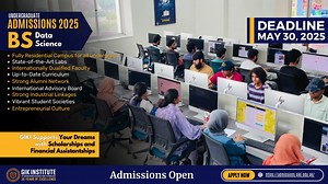 Undergraduate Admissions 2025 Apply Now: https://admissions.giki.edu.pk/register/ BS Programs - Artificial Intelligence - Computer Engineering - Computer Science - Cyber Security - Data Science - Software Engineering - Chemical Engineering - Civil Engineering - Electrical Engineering - Management Sciences - Materials Engineering - Mechanical Engineering #GIKI #GIKIAdmission #Admission2025 | GIKI
